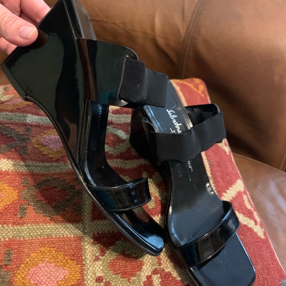 Salvatore Ferragamo Shoes - Sz 7.5 $695 Ferragamo Italy Black Wedge Heels